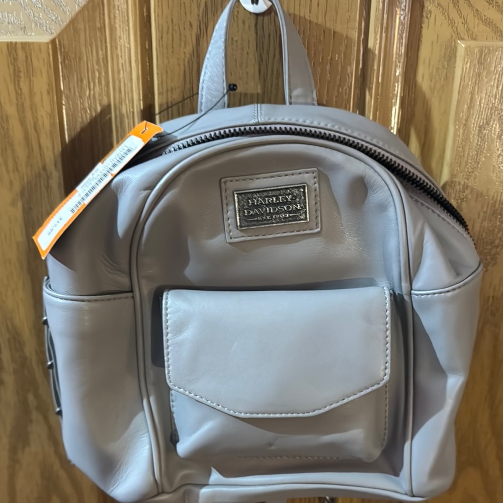 Harley-Davidson Leather Gray Mini Backpack Half T… - image 1